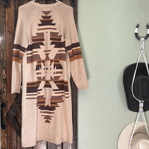 Long Aztec Cardigan with pockets